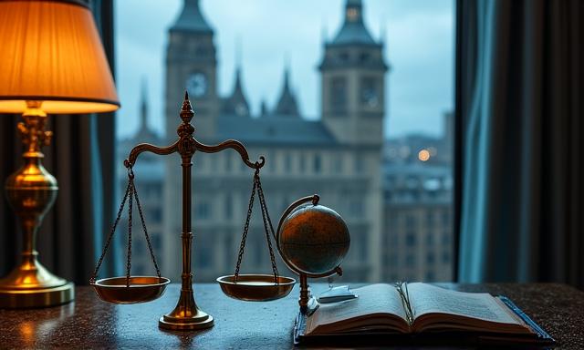 Abstract representation of global disruptions and legal scale
