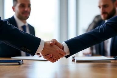 Professional handshake representing contract closure
